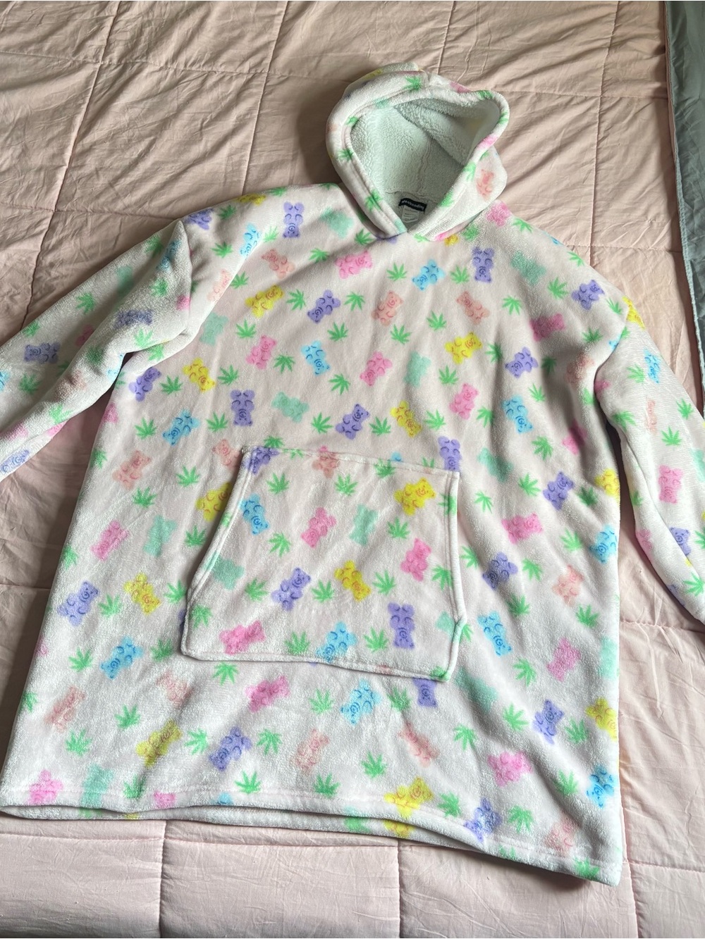 Plush Hooded Oversized Pullover - Pastel Multi